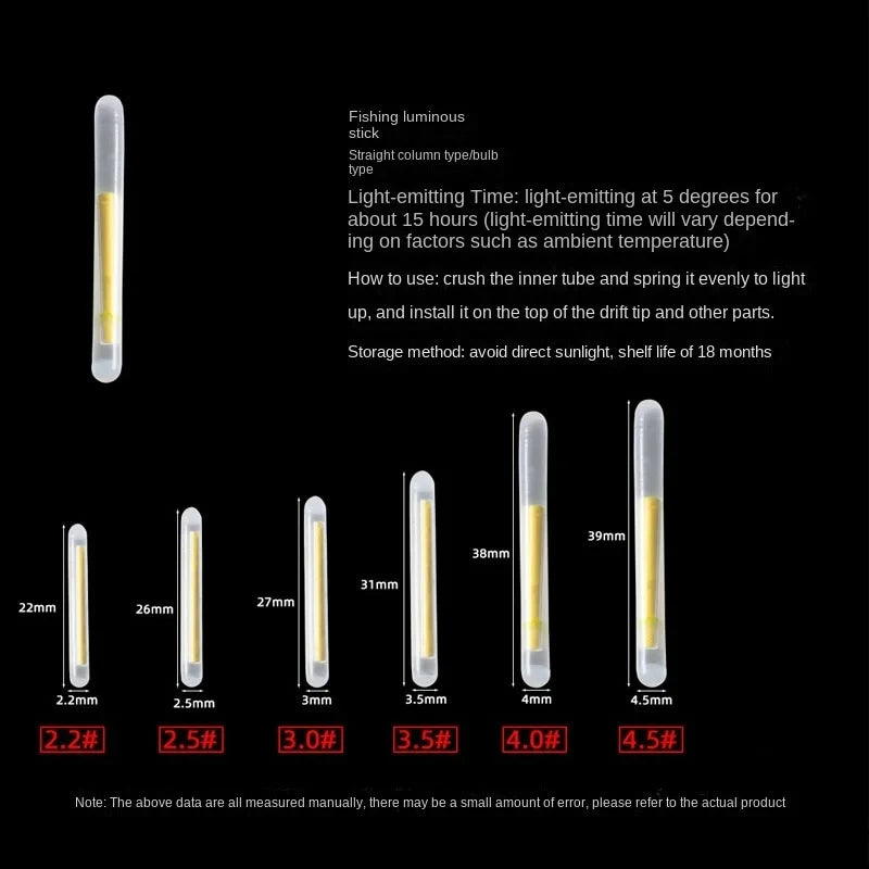 50/100pcs Outdoor Fishing Fluorescent Rod Firefly Fluorescent Rod Light Fishing Floating Rod Light Dark Luminous Rod