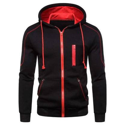Men's Casual Sports Zipper Hoodie Coat Solid Color Cardigan Sweatshirt for Men Clothing Sportswear Slim Fit Casual Jacket