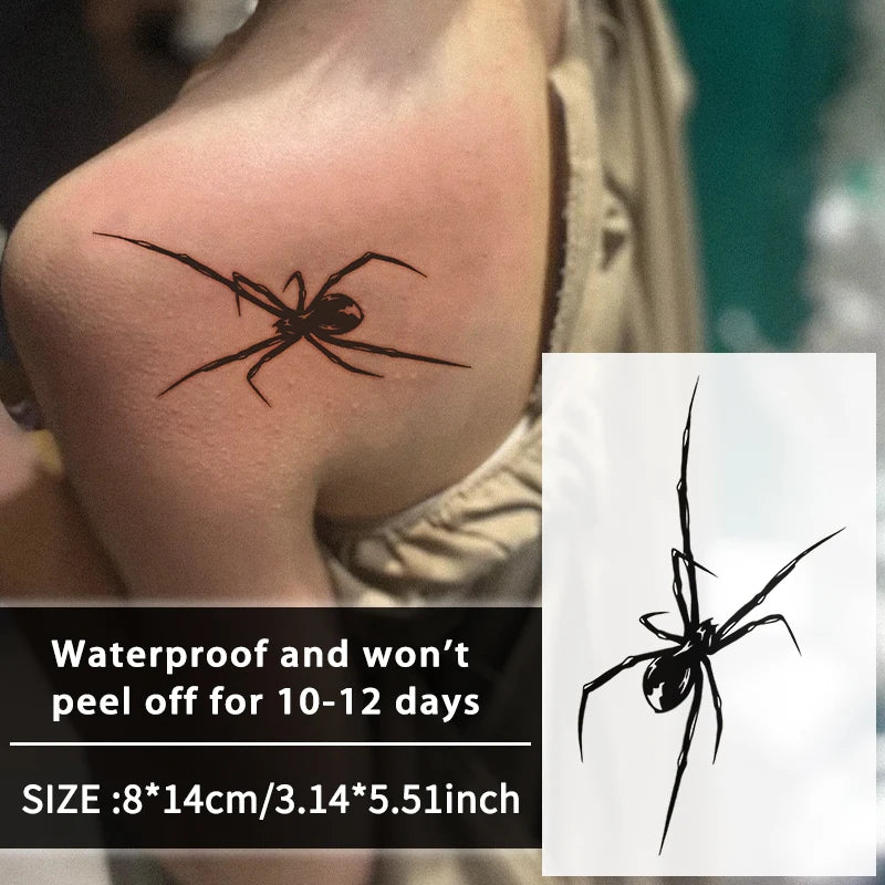 Spider Waterproof Temporary Tattoo Stickers, Long-lasting Waterproof for One to Two Weeks, For Arm, Leg.