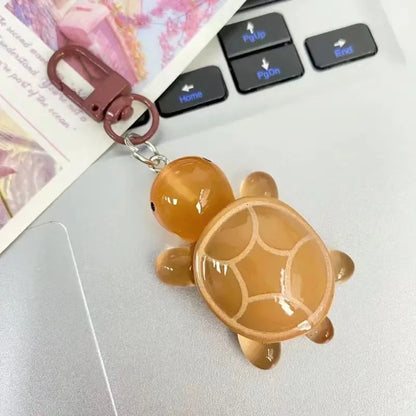 Cute Glow in The Dark Turtle Keychain for Women Girls Backpack Pendant Colorful Tortoise Keyring Student DIY Accessories Gift