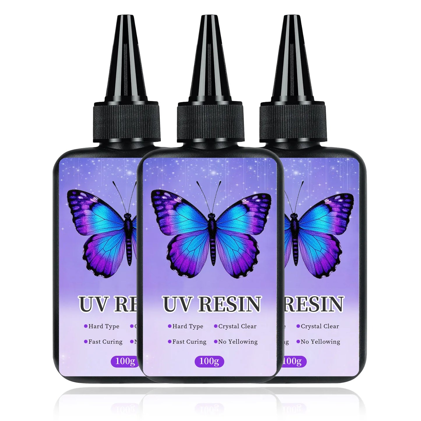 UV Resin 100-300g/random molds 5pc - Upgraded Hard Type Crystal Clear Ultraviolet Curing UV Epoxy Resin for Craft Jewelry Making