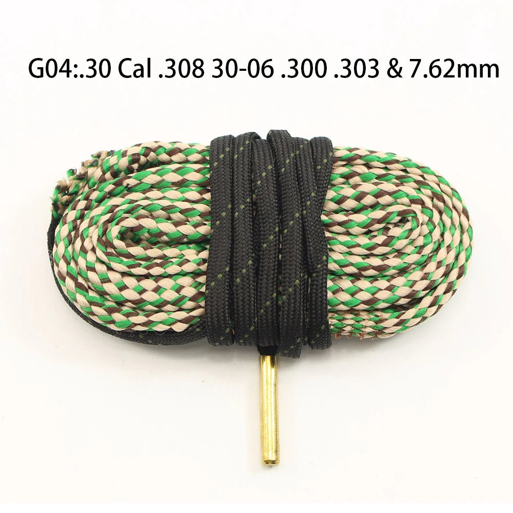 1pc Gun Bore Rope Brush Cleaner Cleaning Snakes Hunting Barrel Snake For 5.56mm/.223/.22/9mm/Cal .380/12 GA/. 30 Cal/.308 Rifle