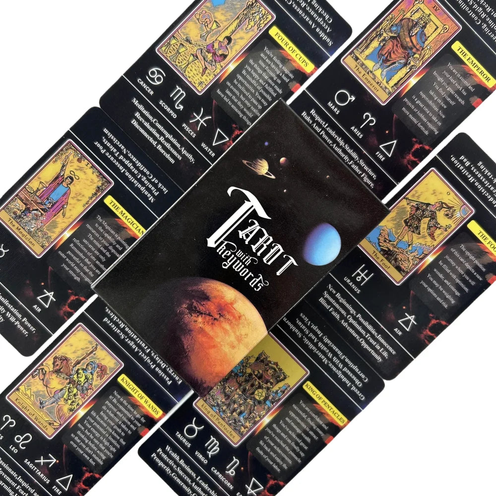 Tarot Cards For Beginners With Meaning On Them, 78pcs-Cards Pocket Size Tarot Learning Deck, Fortune Telling Game