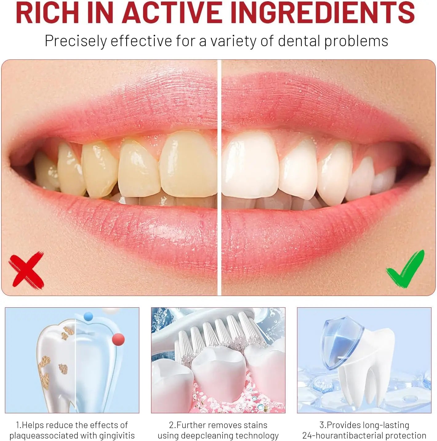 Niacinamide Whitening Toothpaste Intensive Whitens Teeth Protects Enamel Removes Stains & Refreshes Breath Daily Oral Care