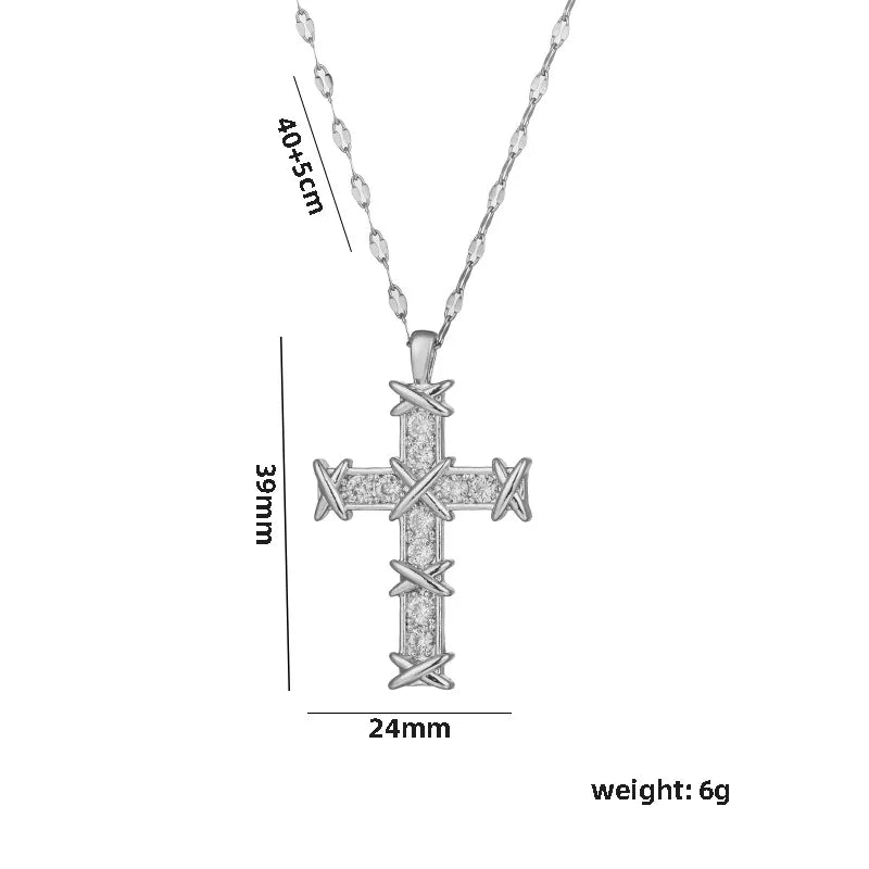 Summer Black Rhinestone Cross Jesus Pendant Choker Necklace for Women Punk Vintage Double Layers Chain 2025 Neck Boho Jewelry