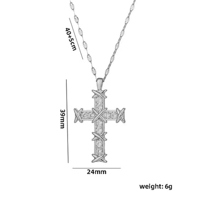 Summer Black Rhinestone Cross Jesus Pendant Choker Necklace for Women Punk Vintage Double Layers Chain 2025 Neck Boho Jewelry