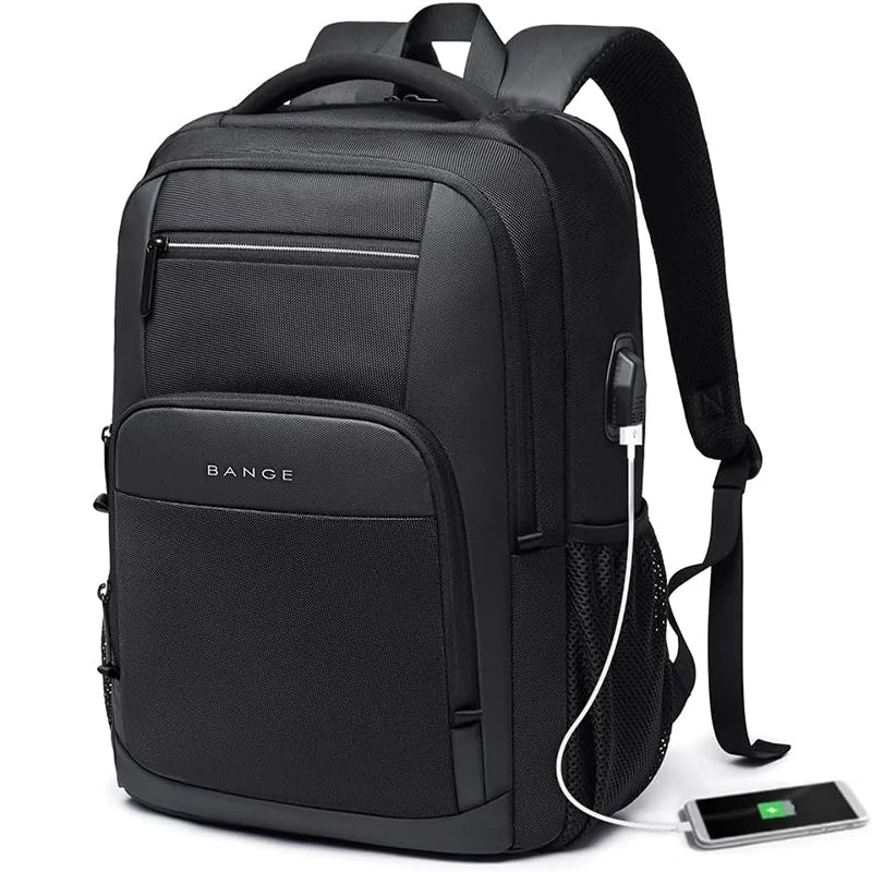 BANGE Sling Travel Laptop Backpack Fits 15.6 Inch Laptop for Men and Women Waterproof with Side Mesh Pocket USB Charging Port