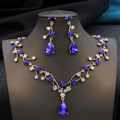 Rhinestone Water Drop Bridal Jewelry Sets for Women Choker Necklace Earring Set Wedding Bride Jewelry Sets