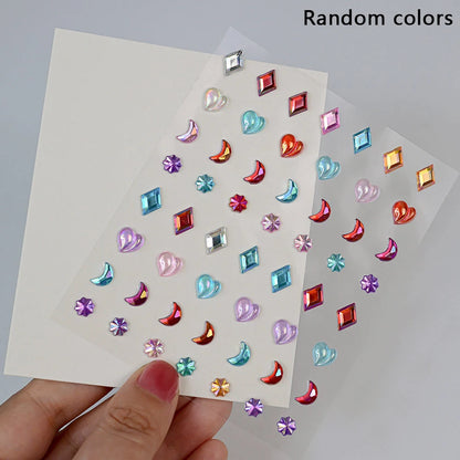 1Pcs Face Diamond Gem Sticker 5D Colorful Rhinestone Tattoo Eyeshadow Stickers fo Festival Nail Body Makeup Bling Jewel DIY Deco