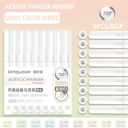 Languo 9pcs/box Soft Brush Acrylic Marker Pen Set£¬DIY Hand Drawn,Paint Art Markers pens,Student Graffiti Acrylic Paint Pens,M720