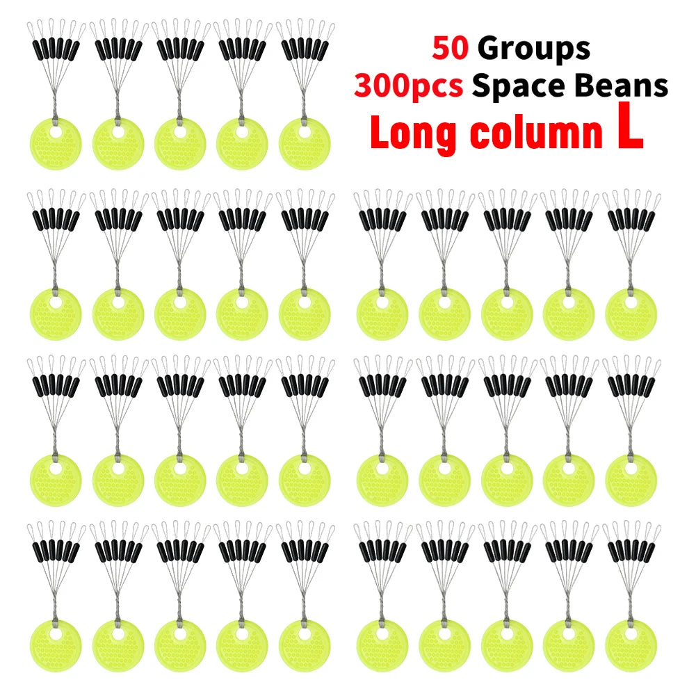 60pcs 10/20 Group Set Rubber Silicon Space Bean Sea Carp Fly Fishing Black Rubber Oval Stopper Fishing Float Fishing Bobber Part