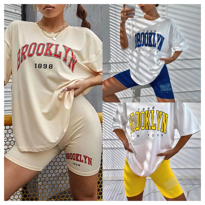 Women's Pajamas Sets Casual Loose T-Shirt Tight Shorts Slim Outside Homewear Comfortable Breathable Beautiful Stylish Trendy