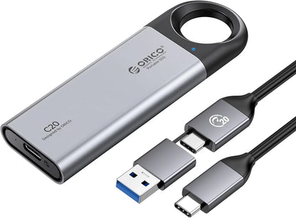 ORICO 1TB External SSD Up to 1050MB/s, Hanging Hole Design Portable Solid State Drive, USB C&A 2 in 1 Cable, Reliable Storage