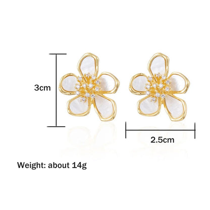 ZAKOL New Temperament Flower Earrings for Women Girls Sweet Korean Fashion Gold Color Crystal Zircon Party Accessories