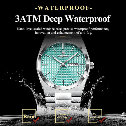 POEDAGAR Luxury Fashion Male Watch Stainless Steel Waterproof Luminous Men's Quartz Watches Casual Date Week Wristwatch For Men
