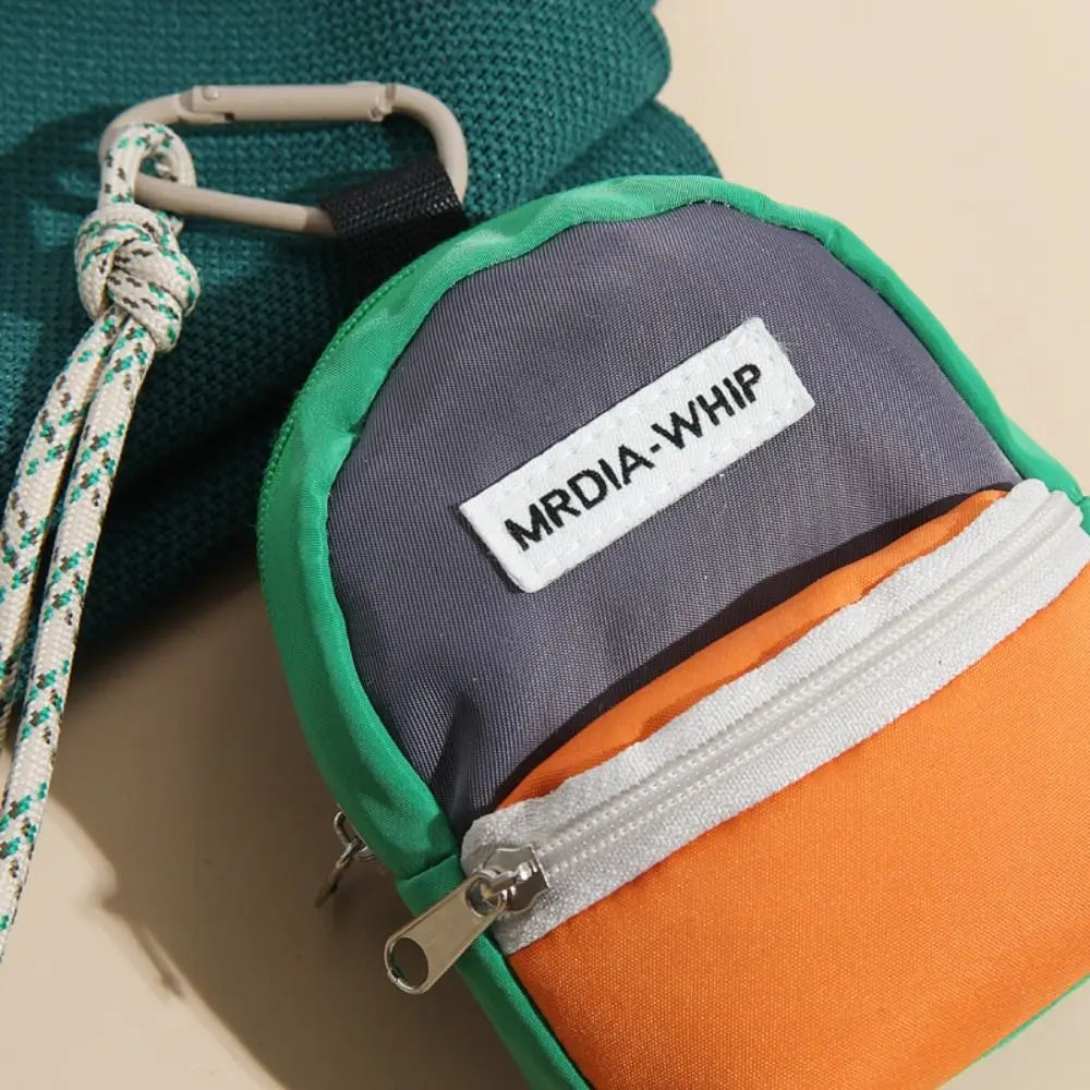 Neck Hanging Coin Purse New Polyester Earphone Storage Bag Mini Wallet Anti-theft Contrasting Color Small Key Bag