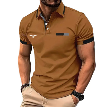 Men's Polo Shirt Button Up Polos Casual Holiday Lapel Short Sleeve Fashion Basic Color Block Summer Regular Fit Polo Shirt