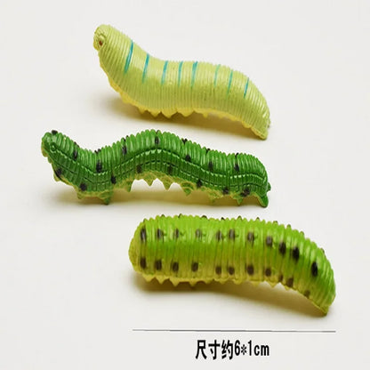 12Pcs/Lot Fund Simulation Caterpillar Green Worm Crawl Insect Animal Prank Tricky Persecute Others Toys Skeleton Unusual Gadgets