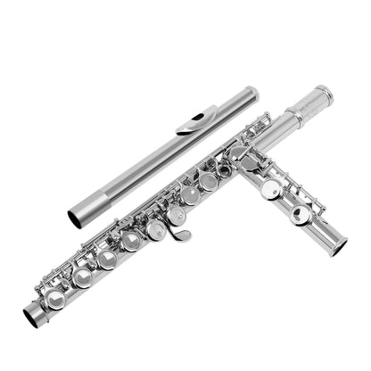 SLADE 16 Closed Open Holes C Key Professional Transverse Flute Concert Musical Instrument with Box Cleaning Cloth Stick Gloves