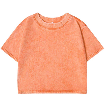 Solid Color Slim Washed T-Shirt Women Fashion Soft Cotton Tee ShirtS Casual Sport Short Sleeve Cool Retro Clothing Female