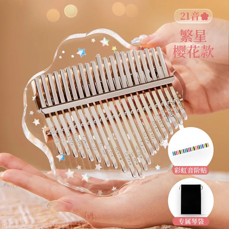 HLURU Kalimba 17 21 Key Thumb Piano Crystal Acrylic Kalimba 17 21 Key Finger Piano For Beginners And Child Keyboard Instrument