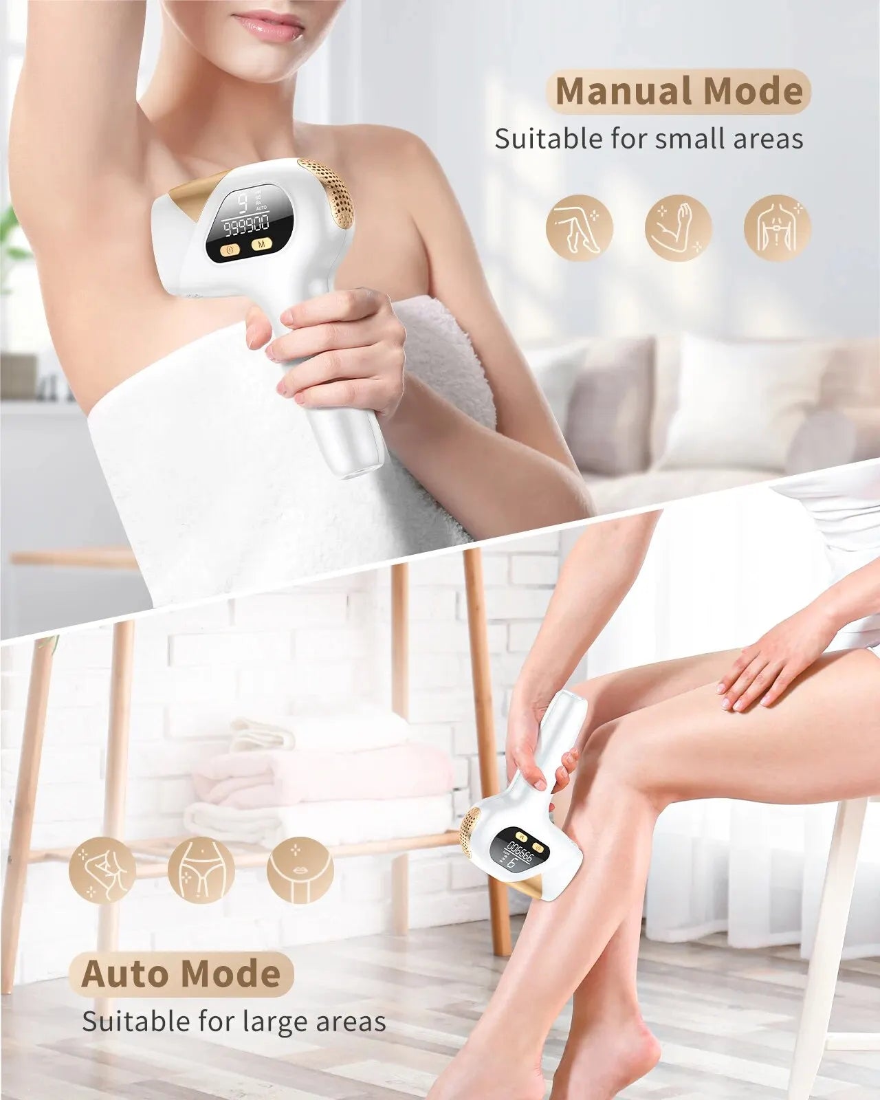 IPL Laser Hair Removal Device 3-in-1 999900 Flashes 9 Levels 15J Permanent Epilator Whole Body Treament Home Use For Men Women