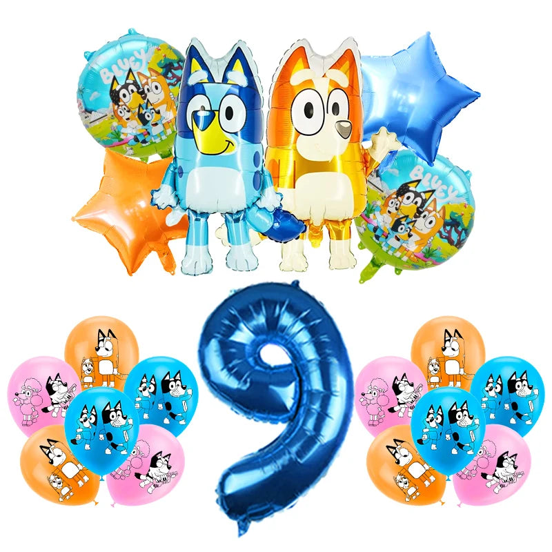 New Bluey Birthday Party Decoration Latex Balloons Bingo Aluminum Film Balloon Disposable Tableware Kids Event Supplies Backdrop