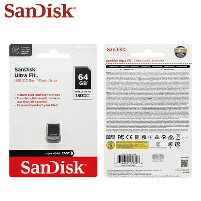 SanDisk Ultra Fit USB 3.2 Flash Drive Mini Pen Drive 16GB 32GB 64GB 128GB 256GB 512GB Storage Flash Memory Stick for Computer