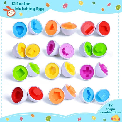 Matching Eggs Toys for Kids 1 2 3Toddlers Montessori Toys Easter Eggs Baby Shape Sorter Games Children Educational Learning Toys