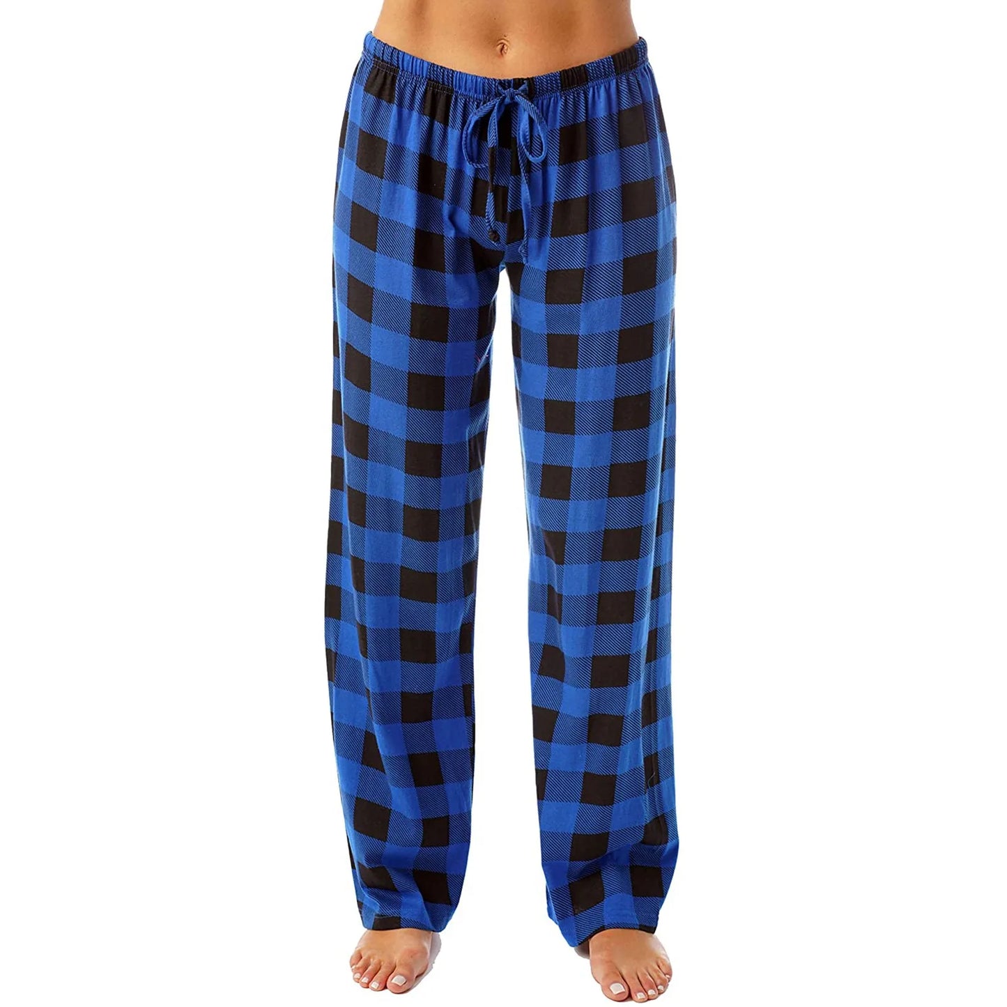 Pajama Pants for Women Fuzzy Pack Long Fleece Buffalo Plaid Pj Bottoms Soft Drawstring Lounge Sleepwear