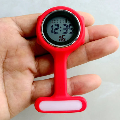 Unisex Nurse Doctor Hospital Medical Workers Alarm Luminous Brooches Pins Digital Electronic FOB Pocket Watches Hang Clock Gifts