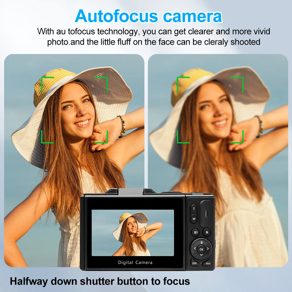 4K Digital Camera 64MP 3.0 Inch Rotatable Screen 18X Digital Zoom WiFi Vlog Camcorder Retro Video Recorder YouTub Webcam Cameras