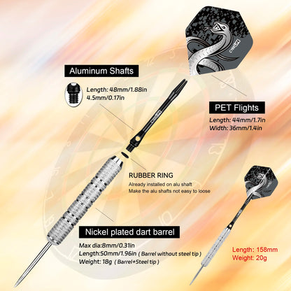 CyeeLife 3pcs 20g Professional Flying Dart Steel Needle Tip Dart Sport Outdoor Indoor Entertainment Game Accessories