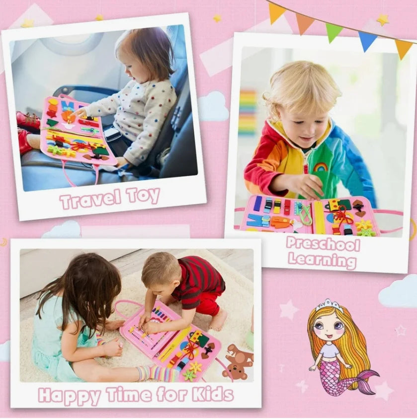 Montessori Toddler Busy Board,Autism Sensory Toys£¬Educational Activity Motor Skills Baby, Life Skills Learning Toys for Kids