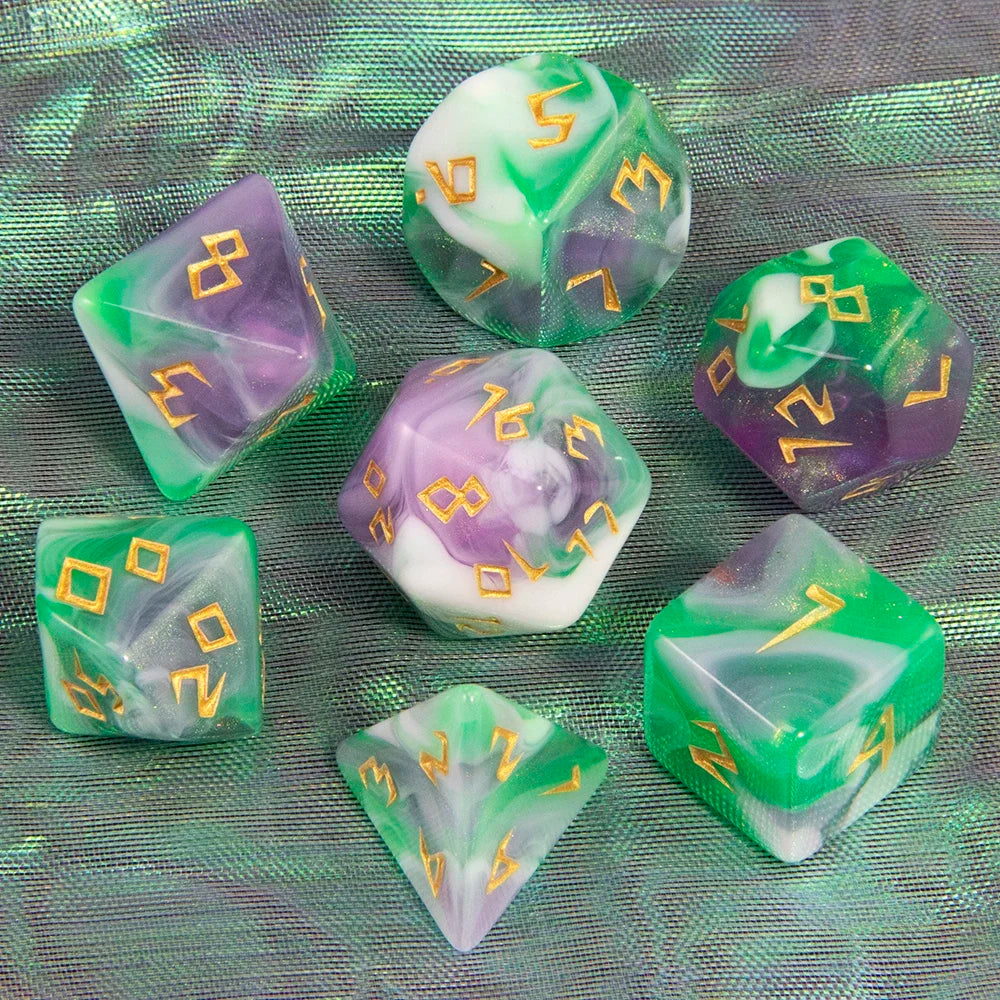 DND Polyhedral Dice Set - 7 Pieces Acrylic Mixed Colour Glitter Games Dice  for Souvenirst Entertainment RPG Board Game