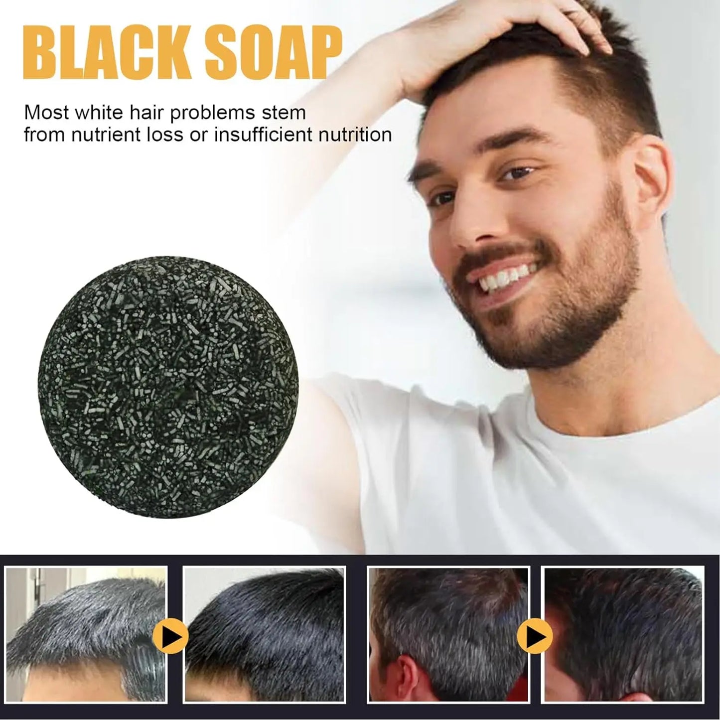 Grey Coverage Bar Shampoo Repair Gray White Hair Color Treatment Smoothing Nourishing Anti Dandruff Natural Hair Darkening Soap