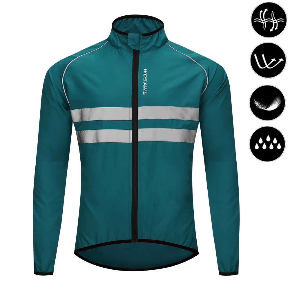 WOSAWE Men Cycling Windbreaker MTB Bicycle Long Sleeve Coat Water Resistant Outdoor Sport Jersey Bike Jacket Cycling Clothing