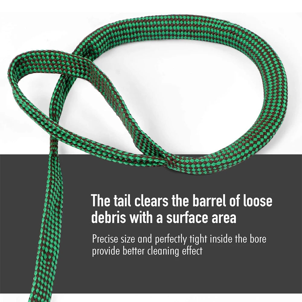 1pc Gun Bore Rope Brush Cleaner Cleaning Snakes Hunting Barrel Snake For 5.56mm/.223/.22/9mm/Cal .380/12 GA/. 30 Cal/.308 Rifle