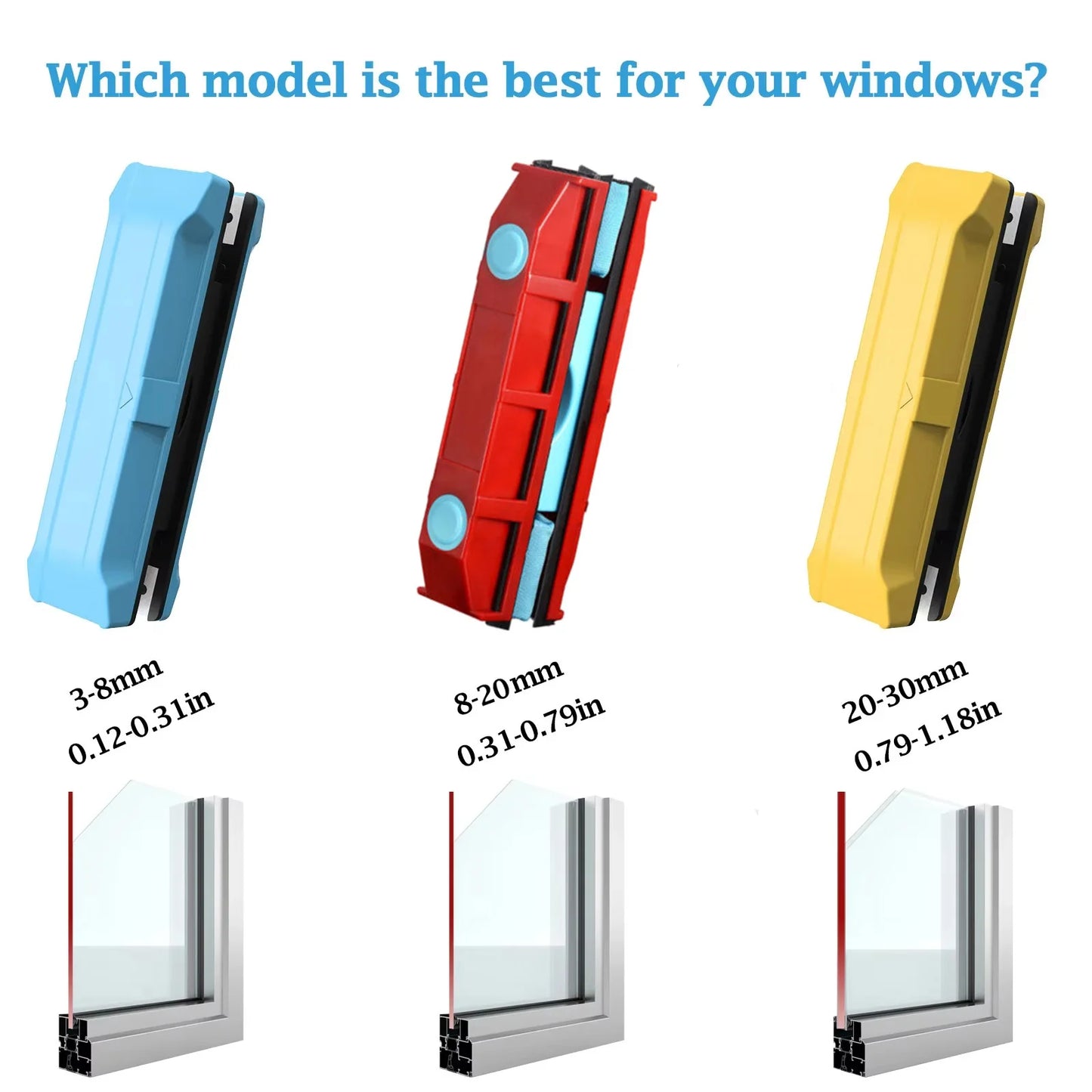 Double Sided Glass Brush Magnetic Glass Wipe Household Double-layer Hollow Glass High-rise Window Artifact Cleaning Tools 3-30mm