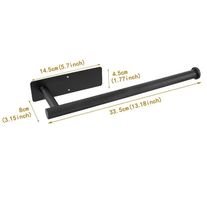 1PC Paper Towel Holder Under Cabinet Wall Mount Stainless Steel Kitchen Paper Towel Black Rack Self Adhesive No Drill Bathroom
