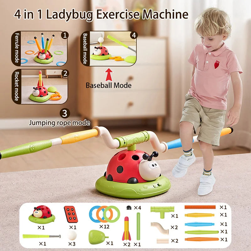 Ladybug Sport Entertainment Game Toy Multifunction Rope Skipping Machine Ferrule Jump Rocket Launcher Outdoor Educational