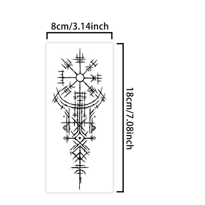 1Pc Viking Runes Geometric Waterproof Temporary Tattoo Stickers, Long-lasting Waterproof for One to Two Weeks, For Arm, Leg.