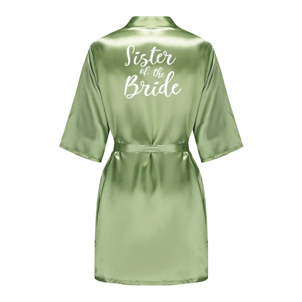 Satin Silk Robes Plus Size Wedding Bathrobe Bride Bridesmaid Mother Maid of Honor Gown Women Clothing Sleepwear Sage Green