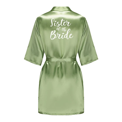 Satin Silk Robes Plus Size Wedding Bathrobe Bride Bridesmaid Mother Maid of Honor Gown Women Clothing Sleepwear Sage Green
