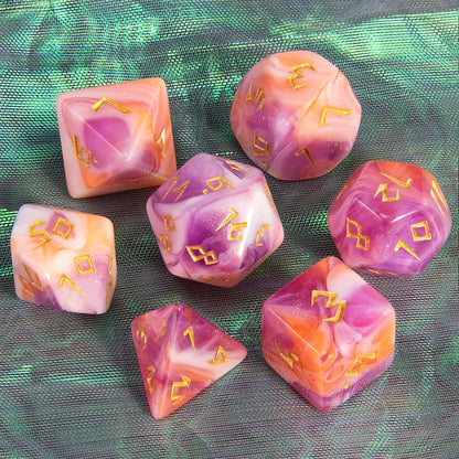 DND Polyhedral Dice Set - 7 Pieces Acrylic Mixed Colour Glitter Games Dice  for Souvenirst Entertainment RPG Board Game