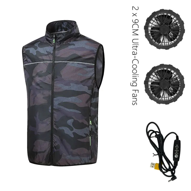 Cooling Fan Vest Hiking Air-conditioned Clothes Men Women Cooling Vest Work Sport Outdoor Camping Fishing Summer Cool Jacket