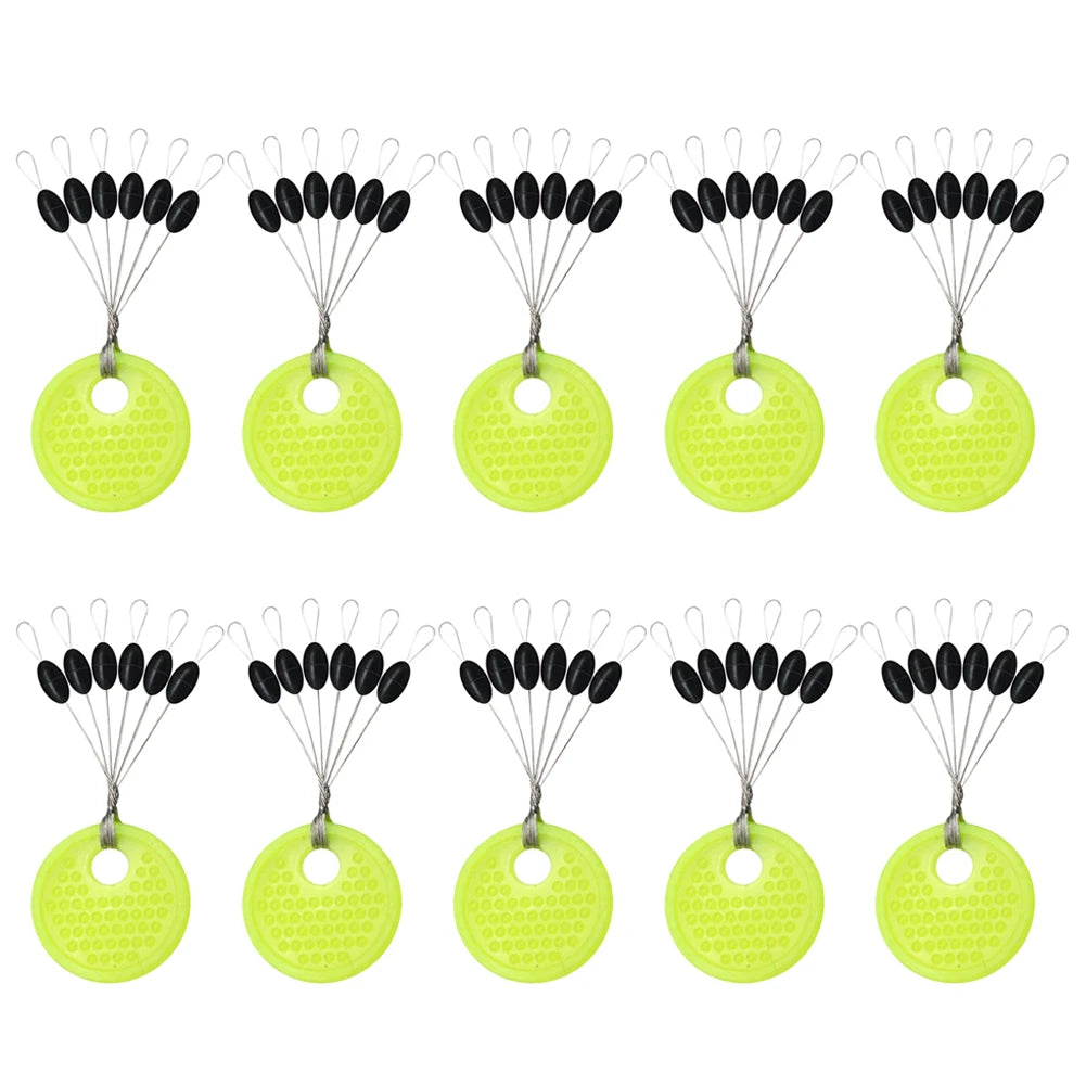 60pcs 10/20 Group Set Rubber Silicon Space Bean Sea Carp Fly Fishing Black Rubber Oval Stopper Fishing Float Fishing Bobber Part