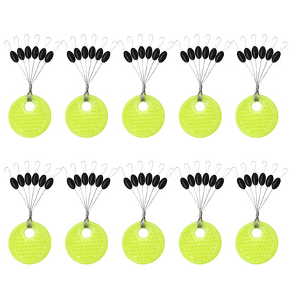 60pcs 10/20 Group Set Rubber Silicon Space Bean Sea Carp Fly Fishing Black Rubber Oval Stopper Fishing Float Fishing Bobber Part