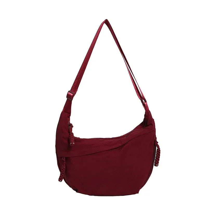 Solid color trendy shoulder bag, personalized multifunctional canvas bag, daily minimalist dumpling bag