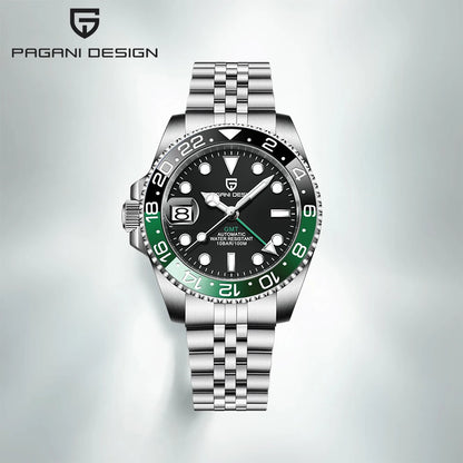PAGANI DESIGN PD-1662 Luxury GMT Men Mechanical Wristwatch Sapphire Glass Stainless Steel 100M Waterproof Automatic Watches